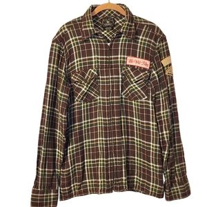 Lucky Brand Zip Up "The Wild Rides" Plaid Flannel Shirt